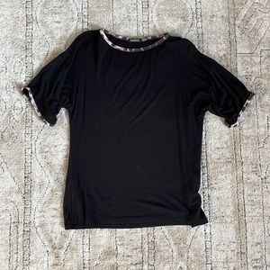 Black Tee with Cheetah Accent